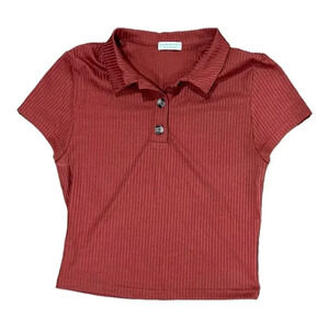 Paper Crane Burnt Orange Ribbed Collared Shirt M